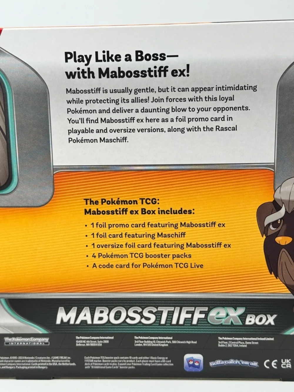 Pokemon TCG Mabosstiff ex Collection Box Kit Promo Factory Sealed Oversize Card